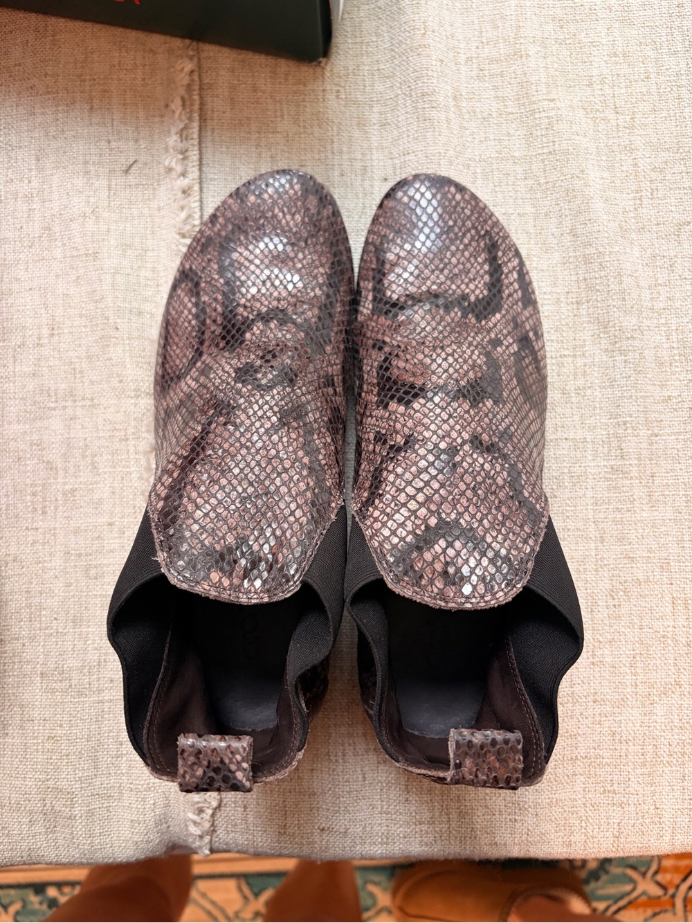 Arche Women's Snake-Effect Slip-On Ankle Booties in Brown - Picture 1 of 4